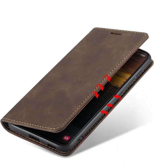 Telefontok a Samsung Galaxy A16, ERBORD Vintage, pénztárca patenttal, kávé