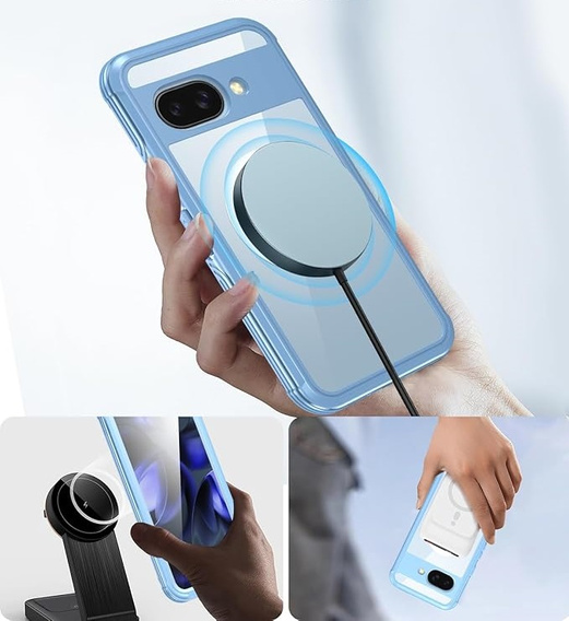 Tok Google Pixel 9A-hoz, Shockproof, üveggel, MagSafe-hoz, kék