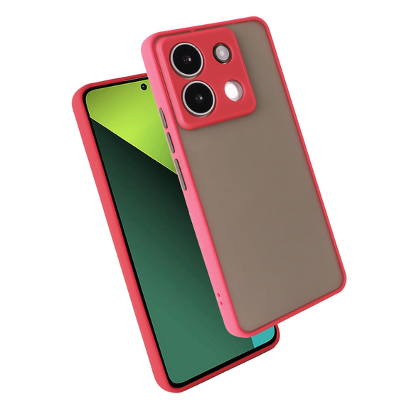Szilikon tok Xiaomi Redmi Note 13 Pro 5G, kamera védelemmel, átlátszó / piros + edzett üveg 9H