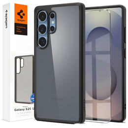 A Spigen tok Samsung Galaxy S25 Ultra, Ultra Hybrid, fekete / matt + 9H edzett üveg