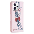 Pattintható tok a Motorola Moto G53 5G / G23 / G13, Wallet, giraffe, rózsaszín