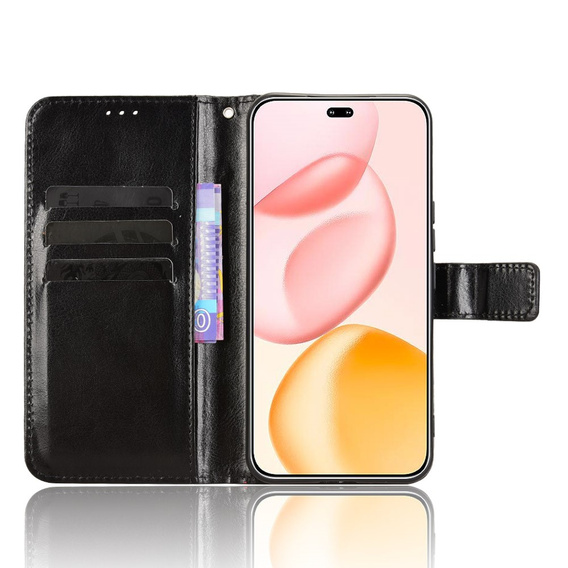 Pattintható tok a Honor 400 Pro 5G, Crazy Horse Wallet, fekete