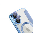 Pattintható tok a iPhone 16, RFID Wallet MagSafe CamShield, kék