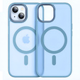 Tok iPhone 14-hoz, MagSafe, ERBORD Matt Case, kék + képernyőüveg