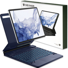 Billentyűzet tok Samsung Galaxy Tab S10+/ S9+/ S8+/ S7+/ S7 FE, Dexnor Magnetic Keyboard Touchpad, kék