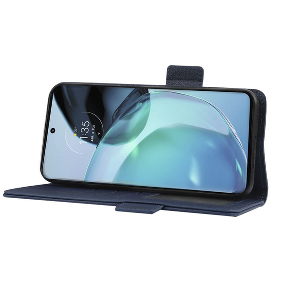 Pattintható tok a Motorola Moto G72, Wallet Thin Magnet, sötétkék