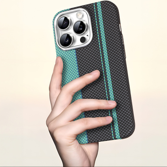 Tok iPhone 13 Pro Max, Carbon Fiber MagSafe, fekete / kék