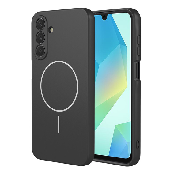 Szilikon tok Samsung Galaxy A17 5G, MagSafe-hoz, fekete
