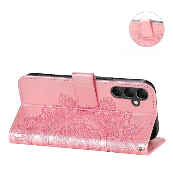 Pattintható tok a Samsung Galaxy A14 4G/5G, Mandala Flower, rózsaszín rose gold