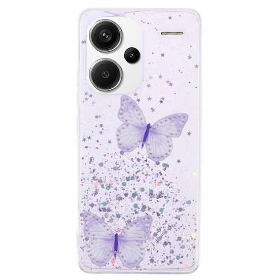 Tok Xiaomi Redmi Note 13 Pro+, Glitter Butterfly, lila
