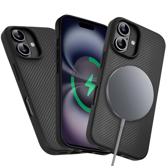 Tok iPhone 16, Aramid Fiber Cover, fekete