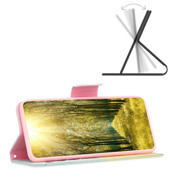 Pattintható tok a Xiaomi Redmi Note 13 Pro 5G, Wallet, Feather kék / sárga
