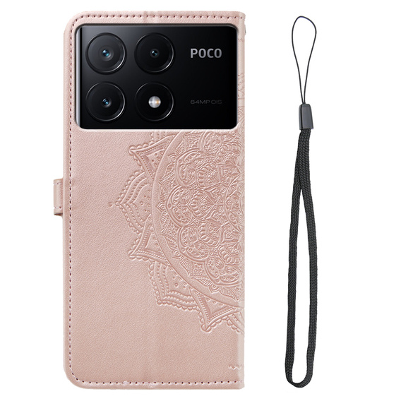 Pattintható tok a Xiaomi Poco X6 Pro 5G, Mandala, rózsaszín rose gold
