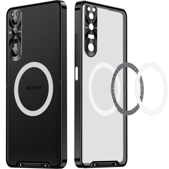 Kameravédő tok Sony Xperia 1 V, CamShield MagSafe, átlátszó / fekete