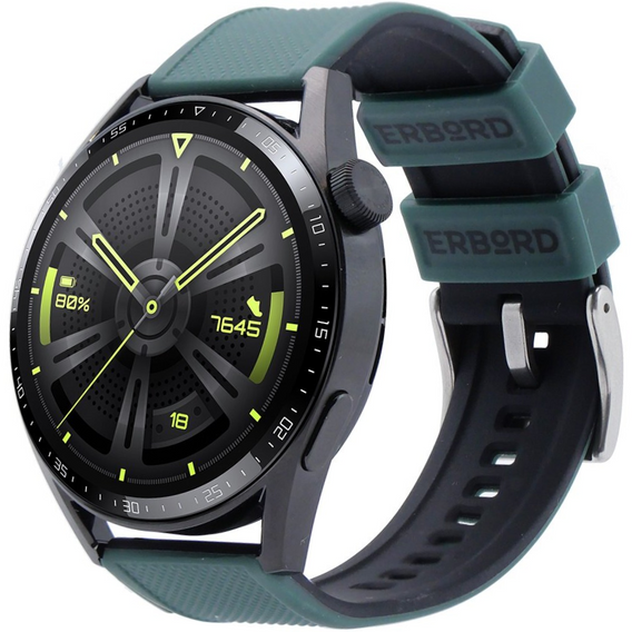 ERBORD univerzális szilikon szíj 22mm, Dual Color, fekete / fekete csat