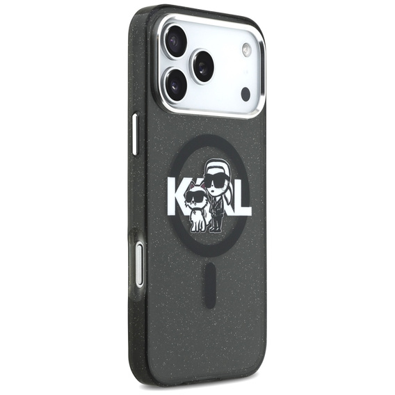 Karl Lagerfeld IML Glitter Karl & Choupette Sketch Logo MagSafe tok iPhone 17 Pro Max készülékhez