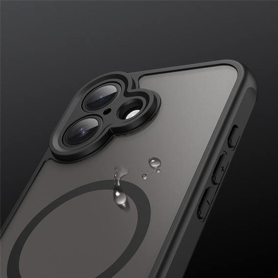 Tok iPhone 17 készülékhez, MagSafe-hoz, kameravédelemmel, színezett, fekete szegéllyel