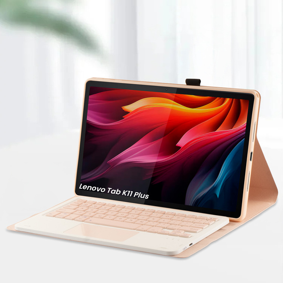 Bluetooth billentyűzet tok touchpaddal Lenovo Tab K11 Plus-hoz - rózsaszín