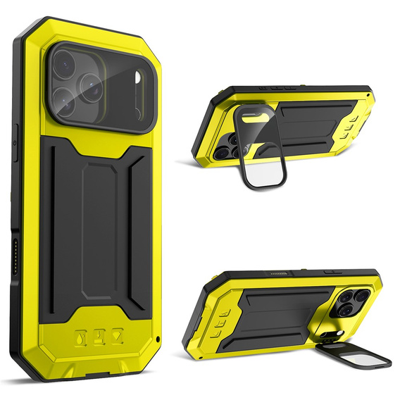 R-JUST páncélozott tok képernyővédővel és állvánnyal iPhone 17 Pro Max készülékhez