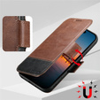 2 az 1-ben flip tok iPhone 17 Pro Max készülékhez, SUTENI, MagSafe, barna színben