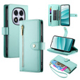 Pattintható tok a Xiaomi Redmi Note 14 Pro 5G / Poco X7 5G, Wallet Zipper Pocket, zöld