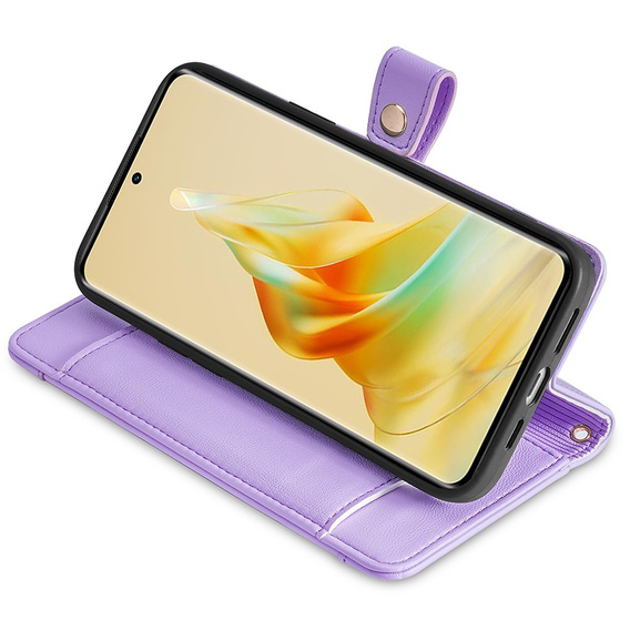 Pattintható tok a Oppo A38 / A18 4G, Wallet Zipper Pocket, lila