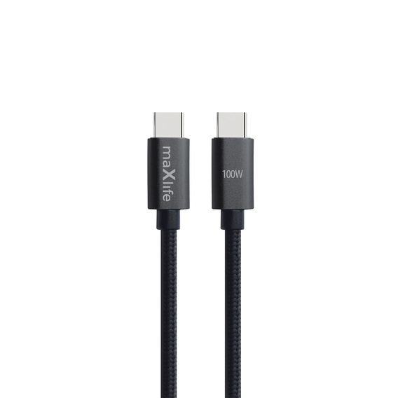 Maxlife kábel MXUC-12 USB-C - USB-C 1.0 m 100W, fekete