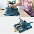 CASEME tok Samsung Galaxy A56 5G, Leather Wallet Cash and Card Slots, pánttal, kék