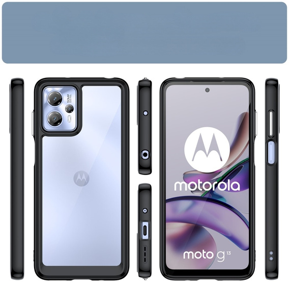 Telefontok a Motorola Moto G13 / G23, Fusion Hybrid, átlátszó / fekete