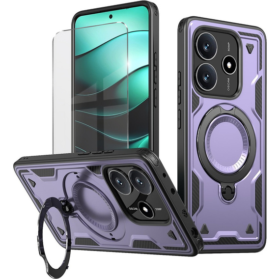 tok Xiaomi Redmi Note 14 5G, katonai MagSafe, lila + 9H Glass
