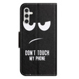 Pattintható tok a Samsung Galaxy M15 5G, Wallet, Don't Touch My Phone fekete