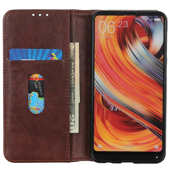 Telefontok a Samsung Galaxy A56, Wallet Litchi Leather, barna