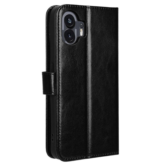 Pattintható tok a Nothing Phone 2, Crazy Horse Wallet, fekete