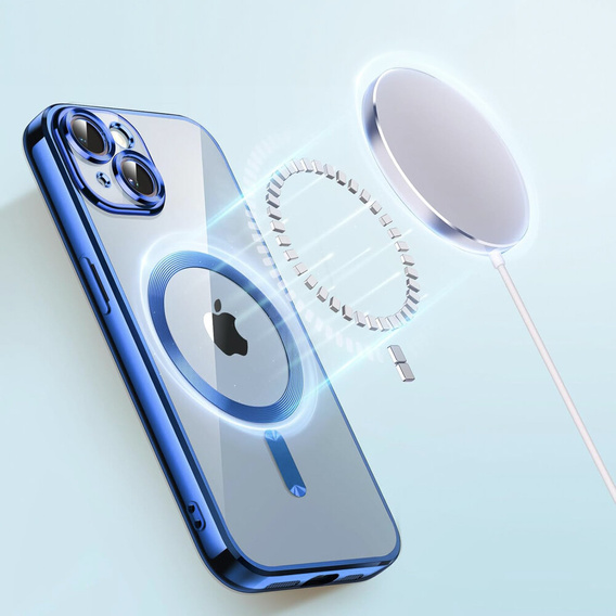 Tok iPhone 14-hoz, Electro MagSafe, kék + üveg a képernyőhöz