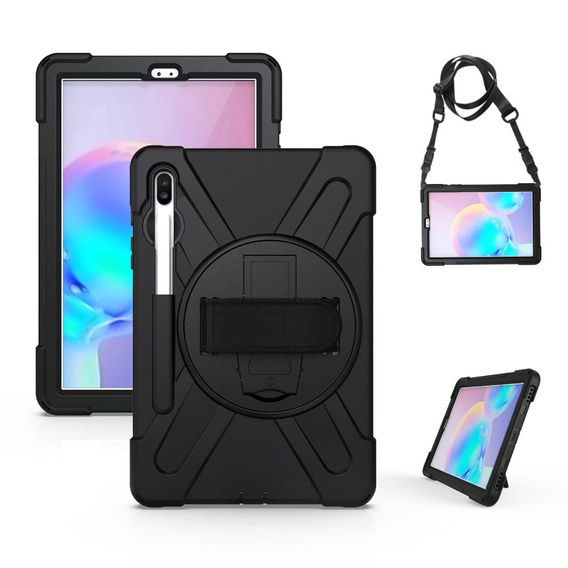 Páncélozott tok Samsung Galaxy Tab S6 T860/T865 iPad Pro 12.9 1, védő 360, hely a tollnak, fekete