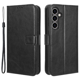 Pattintható tok a Samsung Galaxy S23 FE, Crazy Horse Wallet, fekete