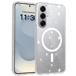 Csillogó tok, MagSafe-hez, Samsung Galaxy S26 Plus-hoz, átlátszó