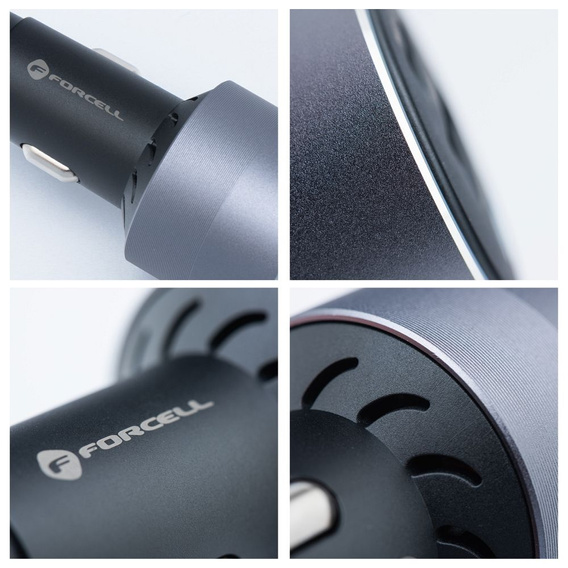 Forcell F-Energy Alu 85 W autós töltő, 2 × USB-C + USB-A, PD / QC 4.0 / SFC 2.0