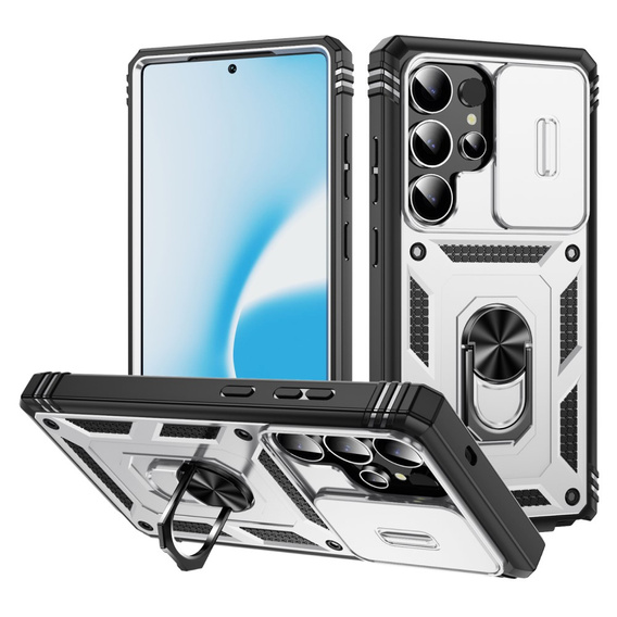 Telefontok a Samsung Galaxy S25 Ultra, KickStand Camera Lens, fehér