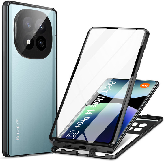 Tok Xiaomi Redmi Note 14 Pro+, Magnetic Dual Glass, fekete
