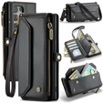 Tok CASEME Samsung Galaxy S25 Ultra, RFID Leather Wallet, vállpánttal, fekete