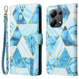 Pattintható tok a Xiaomi Redmi Note 13 Pro 4G / Xiaomi Redmi Note 14S / Xiaomi Poco M6 Pro 4G, Wallet, Marble kék