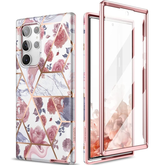 Telefontok a Samsung Galaxy S22 Ultra, Suritch Full Body Marble, rózsaszín