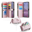 Tok CASEME Samsung Galaxy S24 FE, RFID Leather Wallet, vállpánttal, rózsaszín