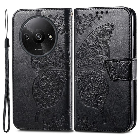 Pattintható tok a Xiaomi Redmi A3, Butterfly, fekete