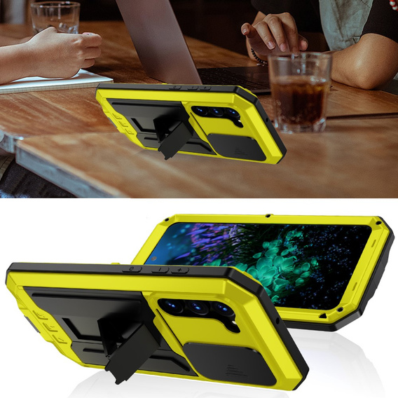 Páncélozott tok a Samsung Galaxy S23 Plus, R-JUST CamShield Slide, sárga