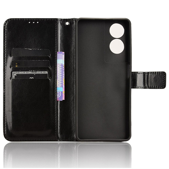 Pattintható tok a TCL 40 NxtPaper, Crazy Horse Wallet, fekete