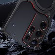 Tok Samsung Galaxy S25 Ultra, Kickstand Bumper, lencsevédővel, MagSafe-hoz, fekete / piros