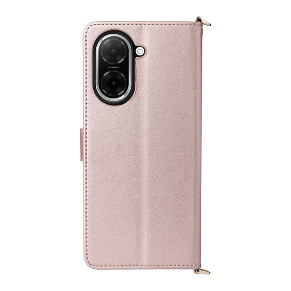 Tok patenttal a Xiaomi Redmi A5-hez, Crossbody Leather Wallet, rózsaszín