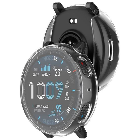 2 az 1-ben tok képernyővédővel Amazfit Active Max készülékhez, átlátszó